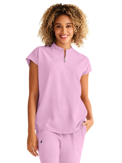Women's 2-Pocket Sandy Mandarin Collar Top - 2286 - Ballet Slipper