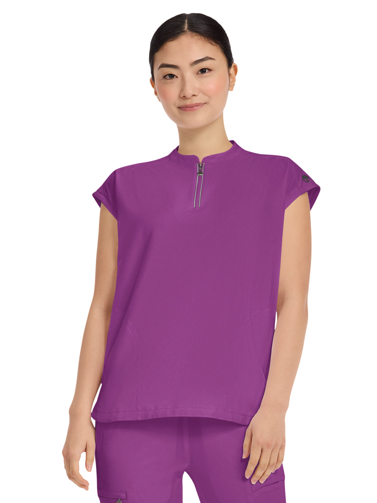 Women's 2-Pocket Sandy Mandarin Collar Top - 2286 - Plum Violet
