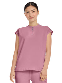 Women's 2-Pocket Sandy Mandarin Collar Top - 2286 - Precious Pink