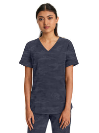 Women's 2-Pocket Joy Camo V-Neck Top - 2353 - Pewter