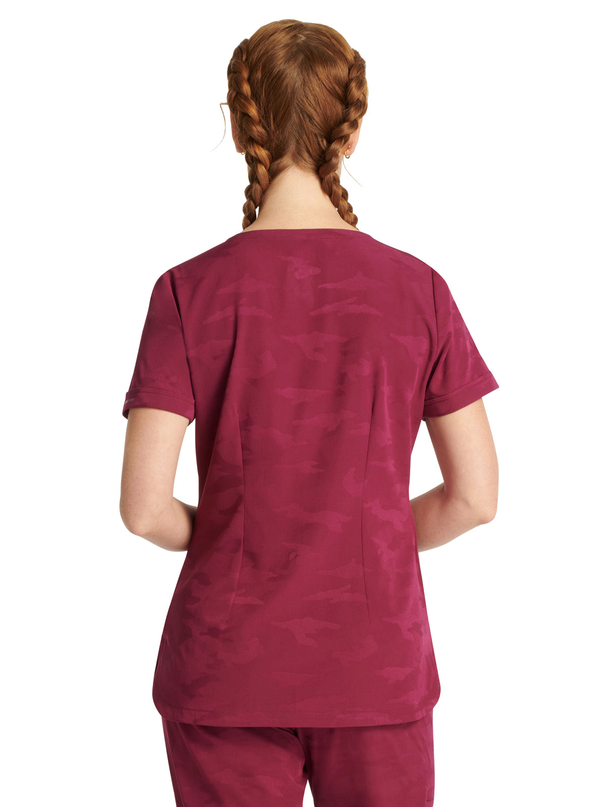 Women's Curved V-Neck Top - 2353 - Wine