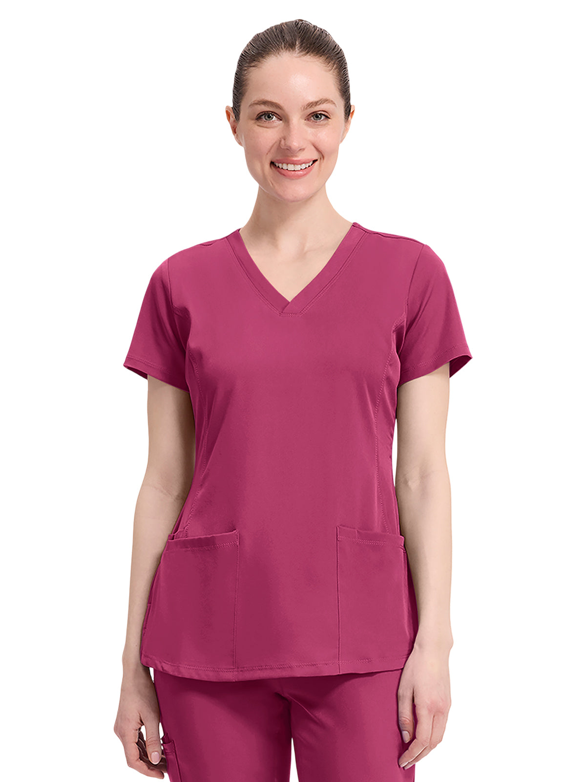 Women's 4-Pocket Monica V-Neck Top - 2500 - Cherry Wine