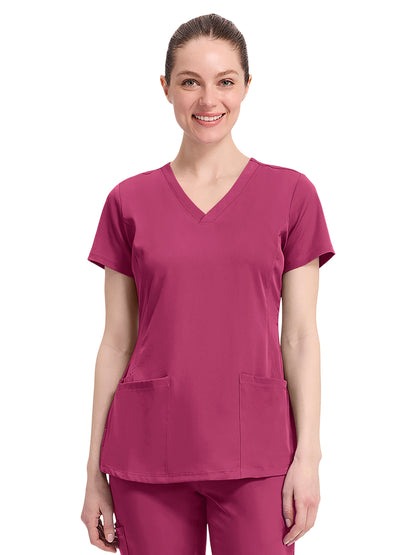 Women's 4-Pocket Monica V-Neck Top - 2500 - Cherry Wine