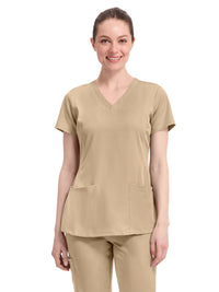 Women's 4-Pocket Monica V-Neck Top - 2500 - Khaki
