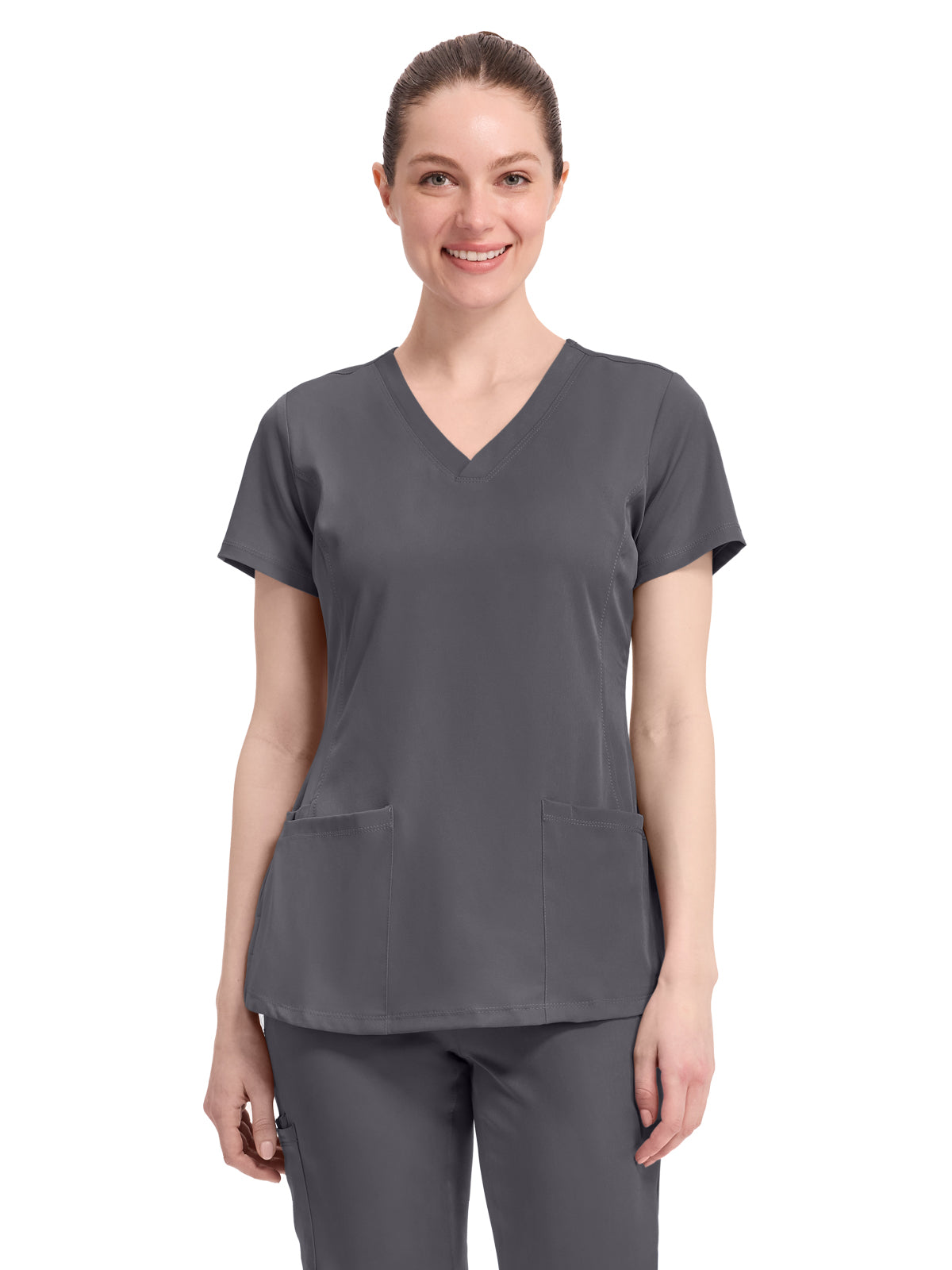 Women's 4-Pocket Monica V-Neck Top - 2500 - Pewter