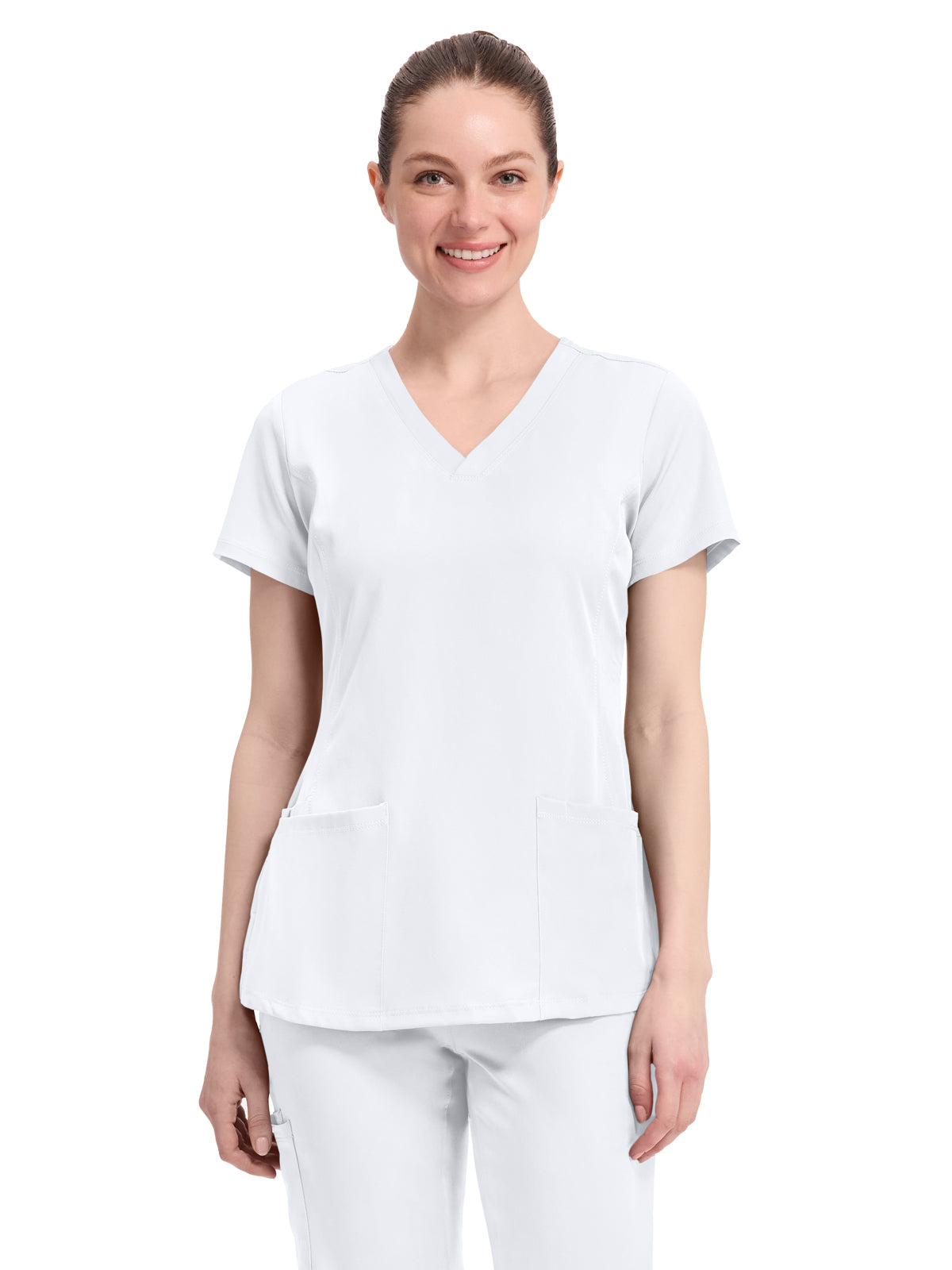 Women's 4-Pocket Monica V-Neck Top - 2500 - White