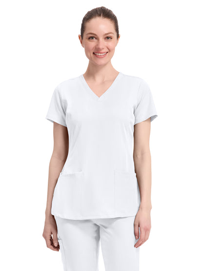 Women's 4-Pocket Monica V-Neck Top - 2500 - White