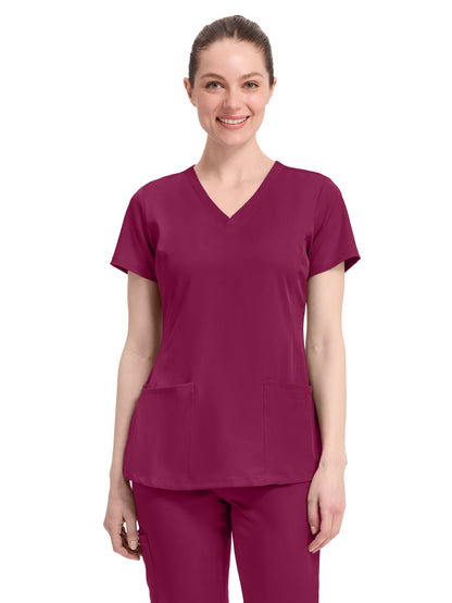Women's 4-Pocket Monica V-Neck Top - 2500 - Wine