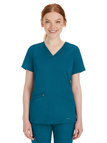 Women's 3-Pocket Mariah Rib V-Neck Top - 2530 - Caribbean