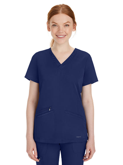 Women's 3-Pocket Mariah Rib V-Neck Top - 2530 - Navy