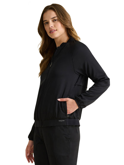 Women's 4-Pocket Bomber Jacket - 376 - Black