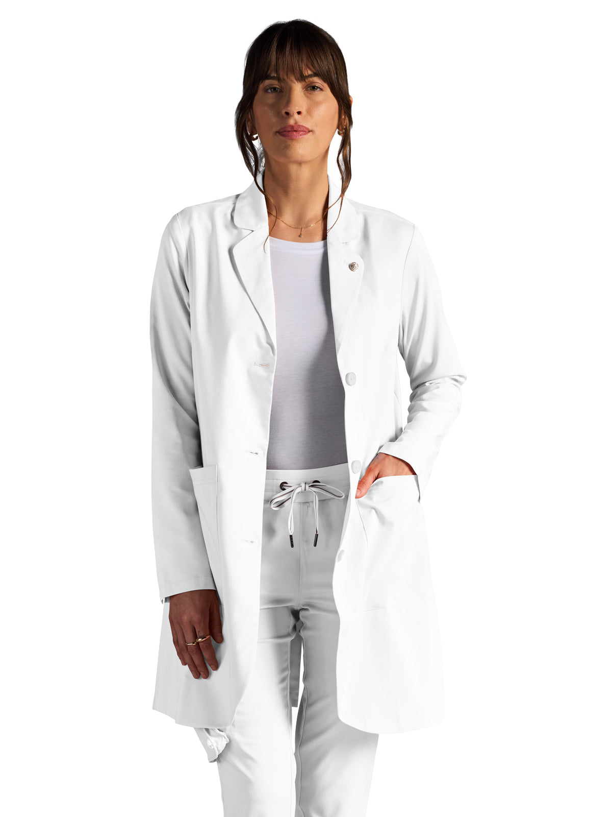 Women's Vera 34" Modernist Lab Coat - 402A - DWHITE