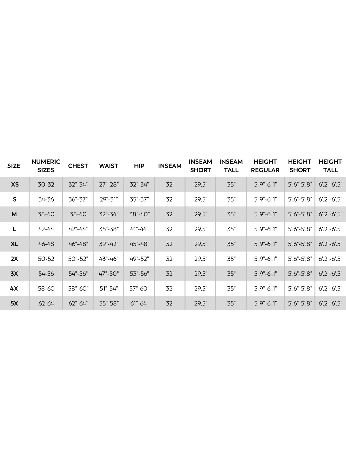 SIZECHART