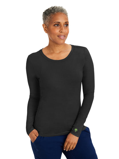 Women's Pocketless Melissa Long Sleeve Underscrub Tee - 5047 - Black