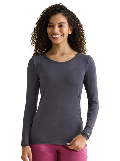 Women's Pocketless Melissa Long Sleeve Underscrub Tee - 5047 - Charcoal