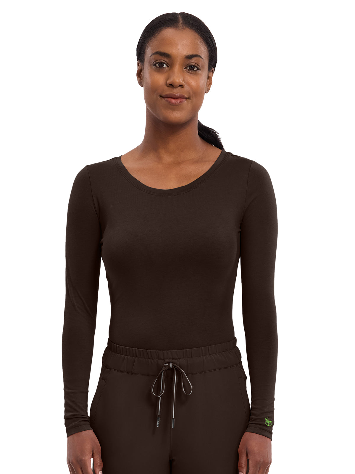 Women's Pocketless Melissa Long Sleeve Underscrub Tee - 5047 - Dark Chocolate
