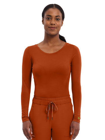 Women's Pocketless Melissa Long Sleeve Underscrub Tee - 5047 - Warm Sunrise