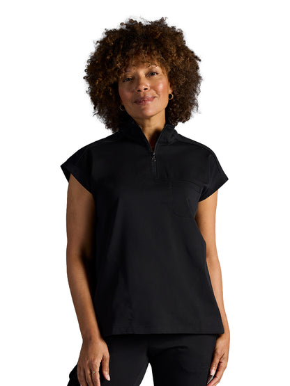 Women's Vienna Quarter-Zip Scrub Top - 603A - DBlack