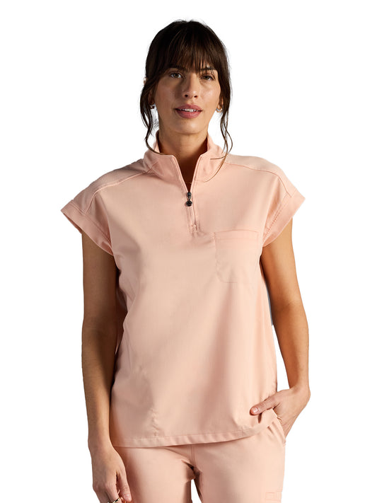 Women's Vienna Quarter-Zip Scrub Top - 603A - Peach Cloud