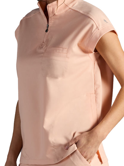 Women's Vienna Quarter-Zip Scrub Top - 603A - Peach Cloud