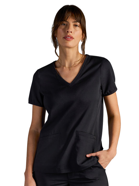 Women's Vivian V-Neck Scrub Top - 604A - DBlack