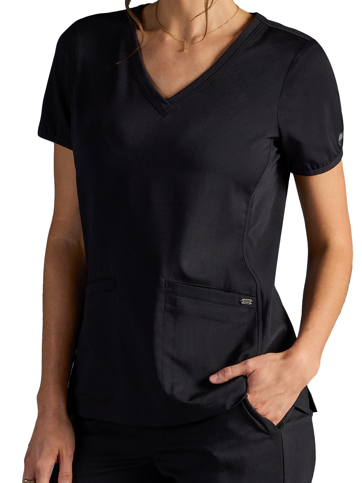 Women's Vivian V-Neck Scrub Top - 604A - DBlack