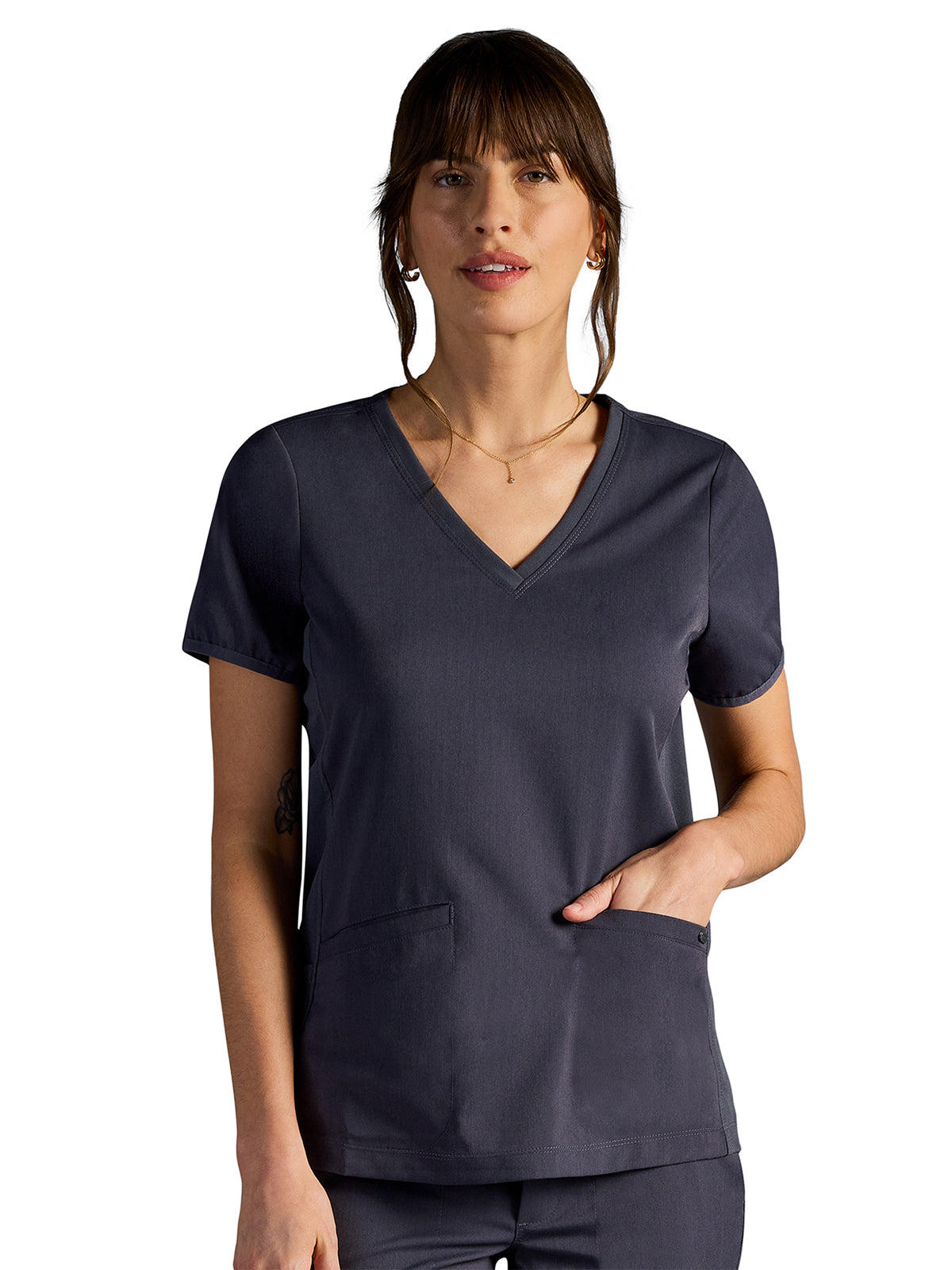 Women's Vivian V-Neck Scrub Top - 604A - DPewter