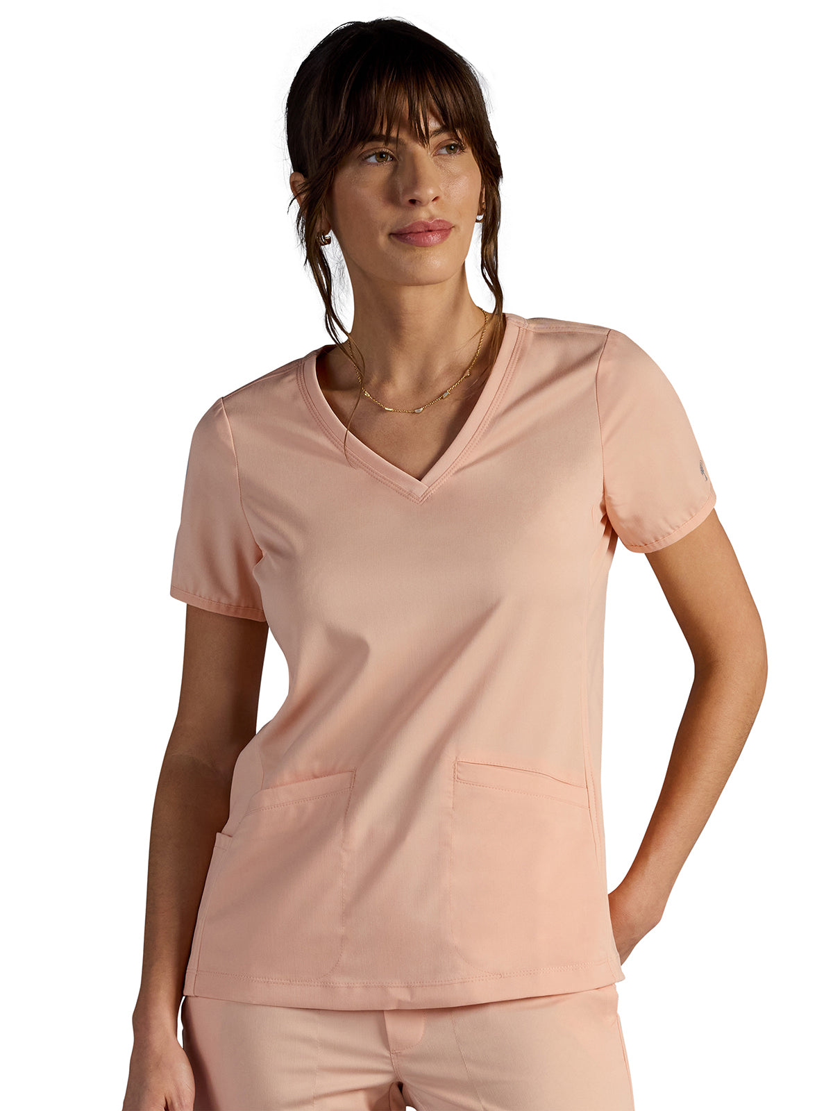 Women's Vivian V-Neck Scrub Top - 604A - Peach Cloud