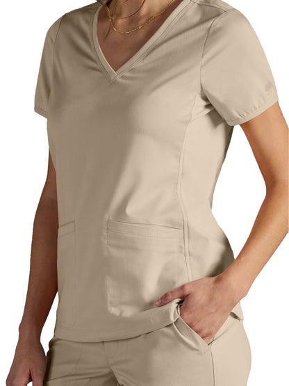 Women's Vivian V-Neck Scrub Top - 604A - Warm Sand