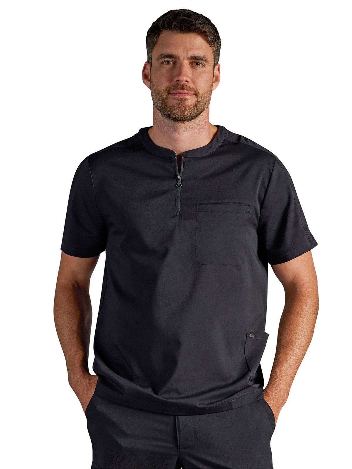 Men's Victor Quarter-Zip Scrub Top - 605A - DBlack