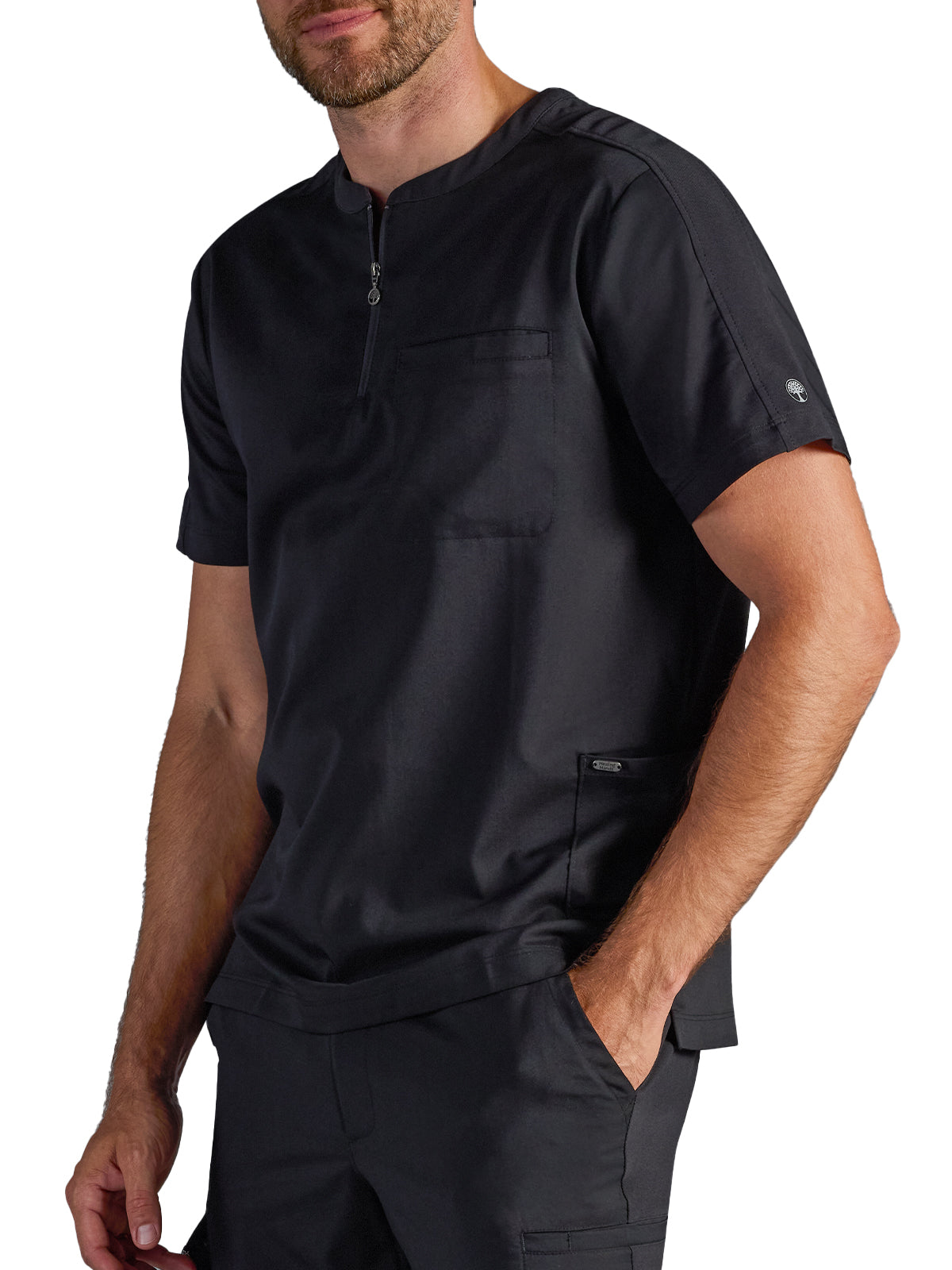 Men's Victor Quarter-Zip Scrub Top - 605A - DBlack