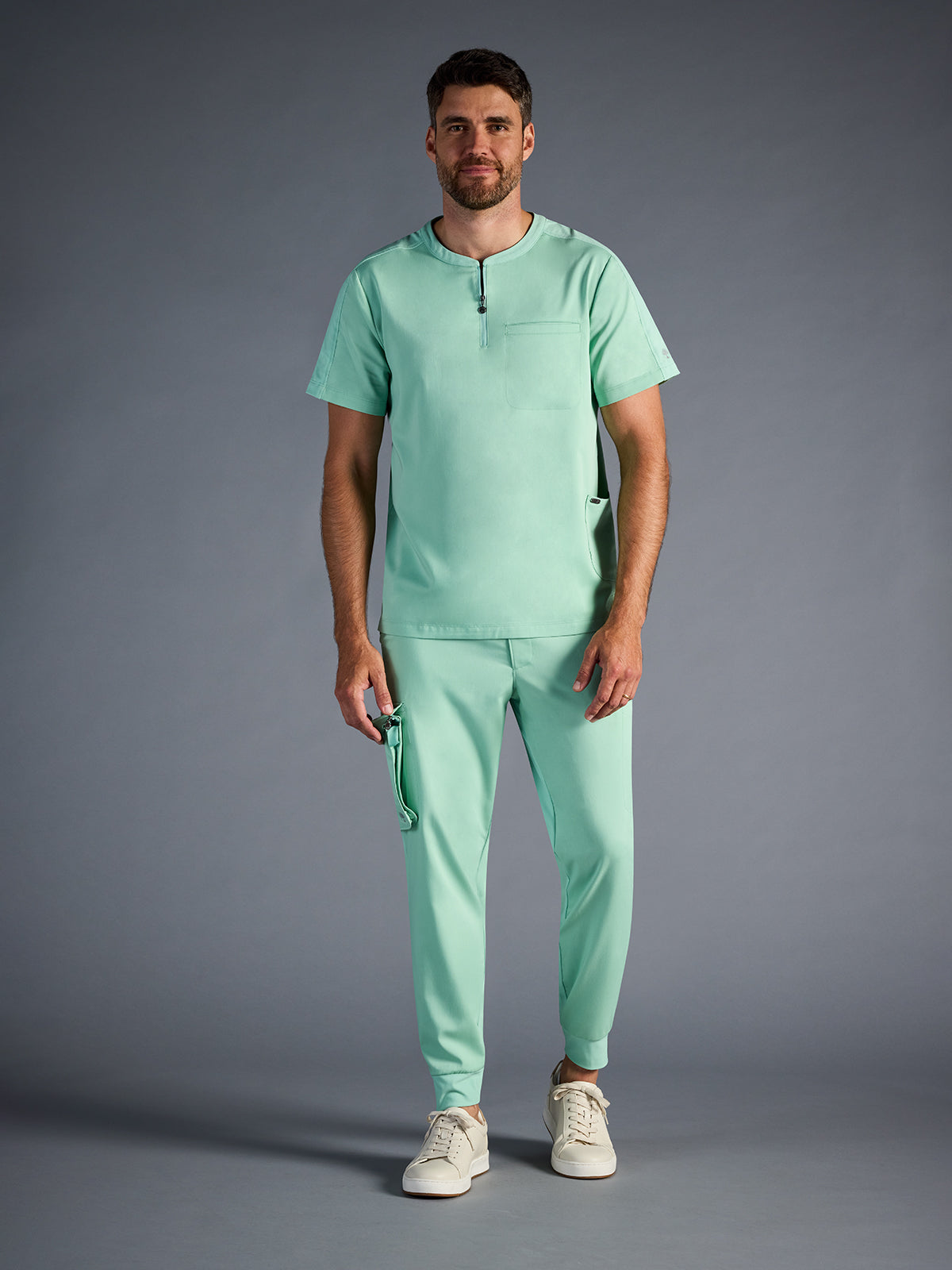 Men's Victor Quarter-Zip Scrub Top - 605A - Desert Sage