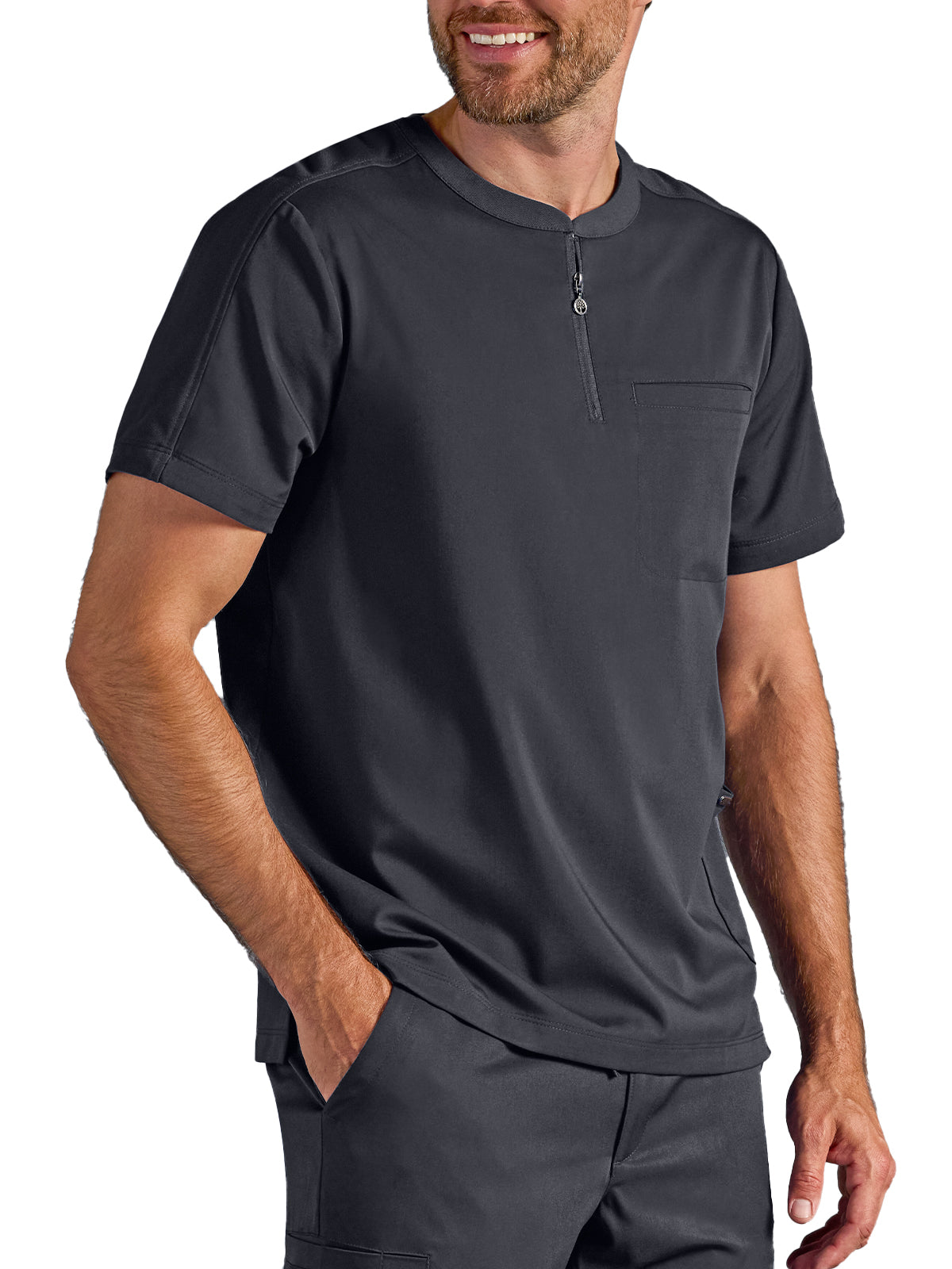 Men's Victor Quarter-Zip Scrub Top - 605A - DPewter