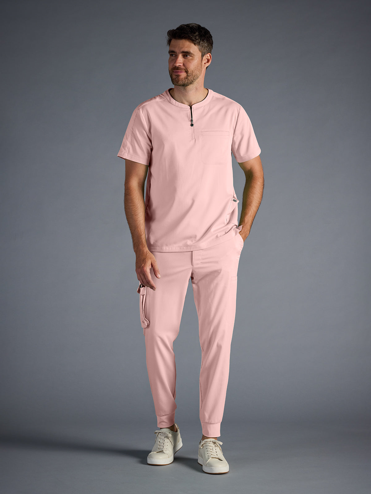 Men's Victor Quarter-Zip Scrub Top - 605A - Peach Cloud