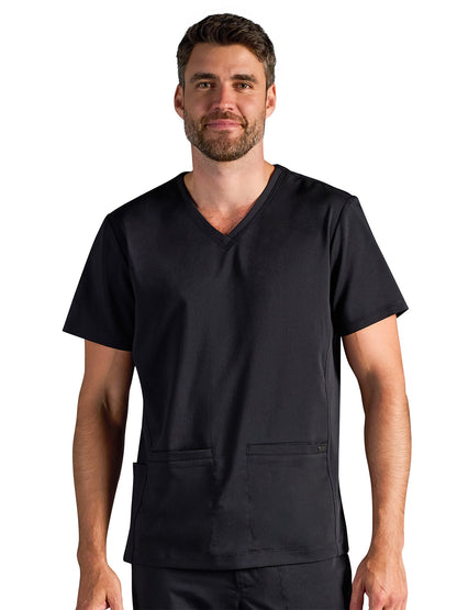 Men's Vincent V-Neck Scrub Top - 606A - DBlack