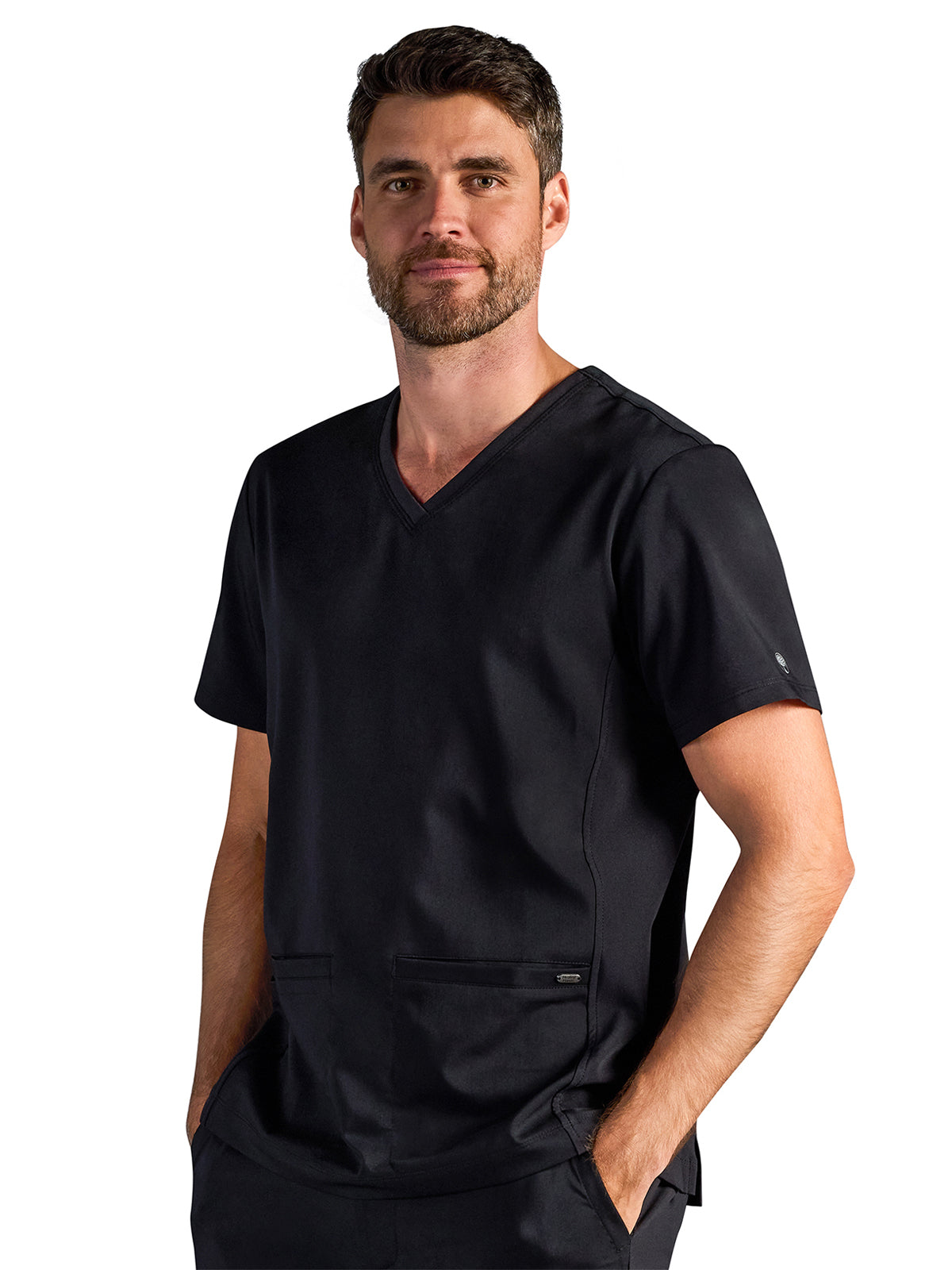 Men's Vincent V-Neck Scrub Top - 606A - DBlack