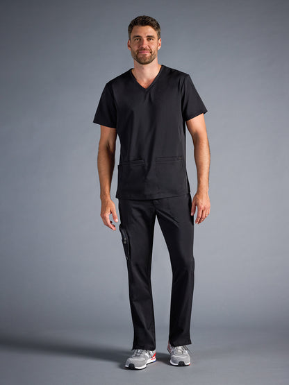 Men's Vincent V-Neck Scrub Top - 606A - DBlack