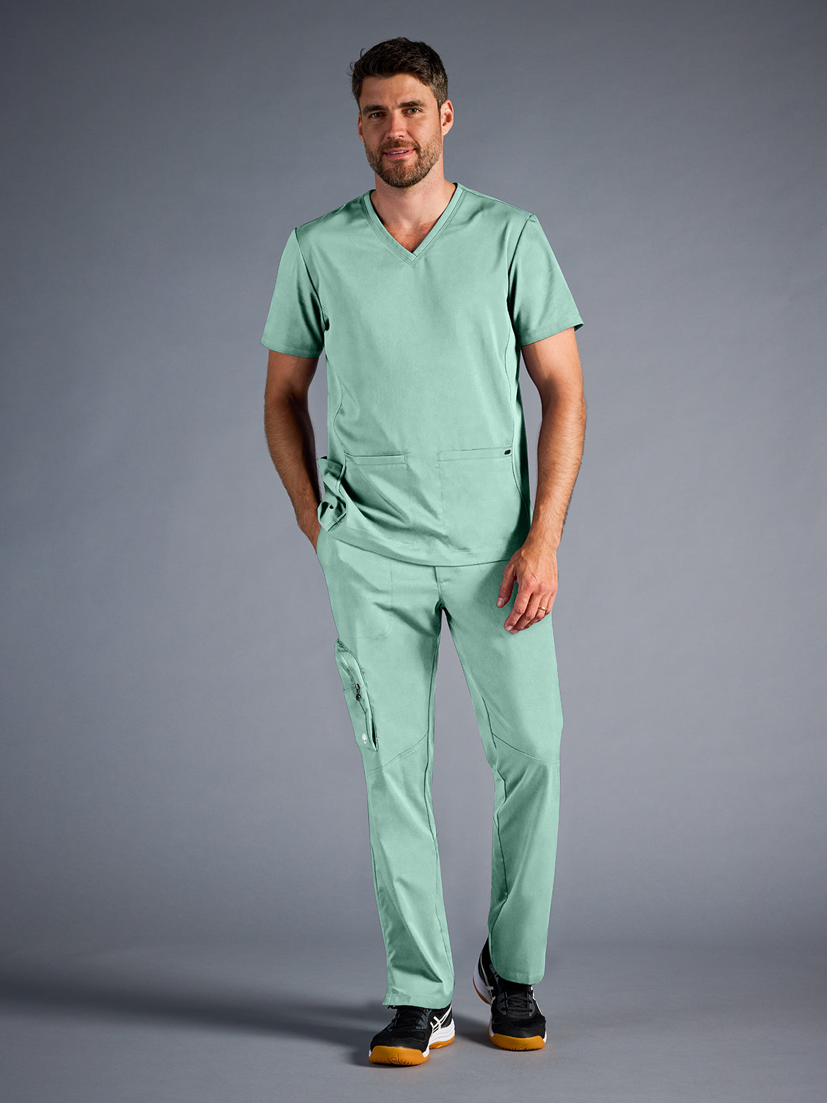 Men's Vincent V-Neck Scrub Top - 606A - Desert Sage