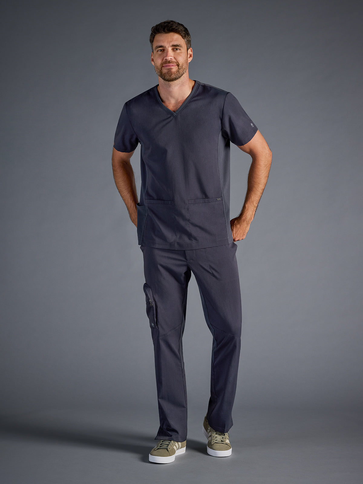 Men's Vincent V-Neck Scrub Top - 606A - DPewter