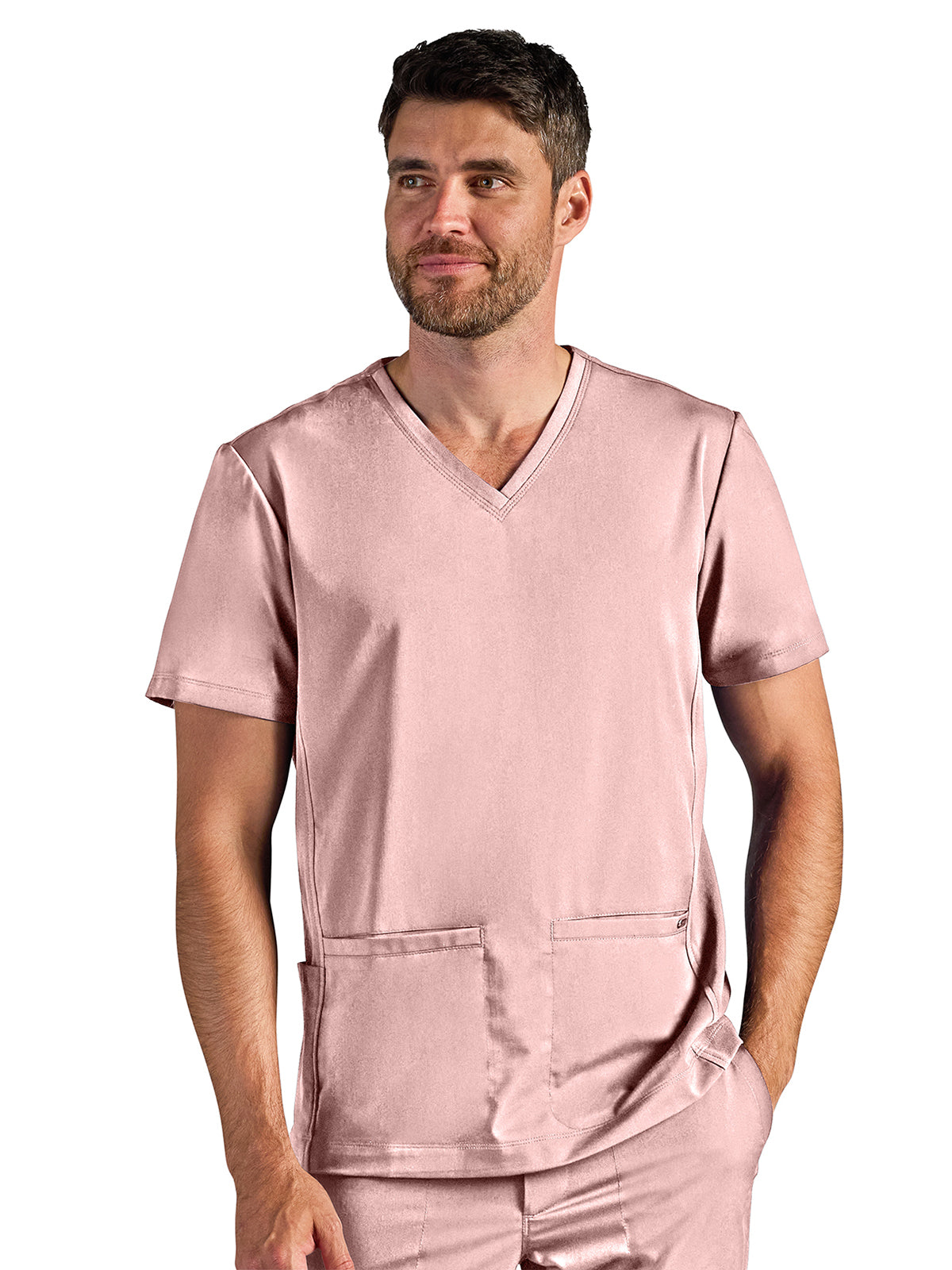 Men's Vincent V-Neck Scrub Top - 606A - Peach Cloud