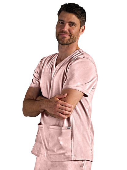 Men's Vincent V-Neck Scrub Top - 606A - Peach Cloud