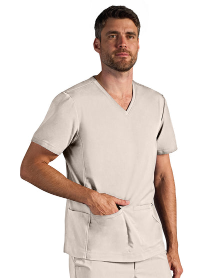 Men's Vincent V-Neck Scrub Top - 606A - Warm Sand