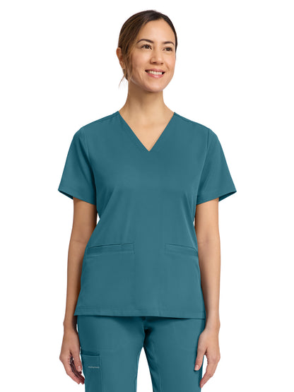 Women's 3-Pocket V-Neck Top - 653 - Fresh Blue