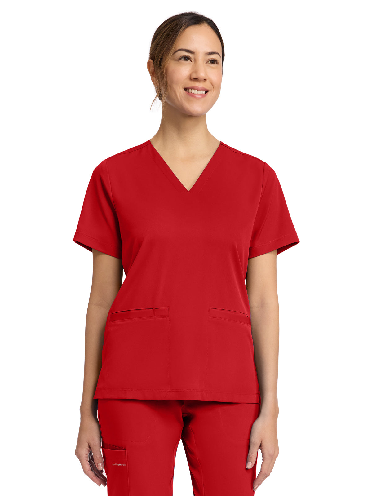 Women's 3-Pocket V-Neck Top - 653 - Red