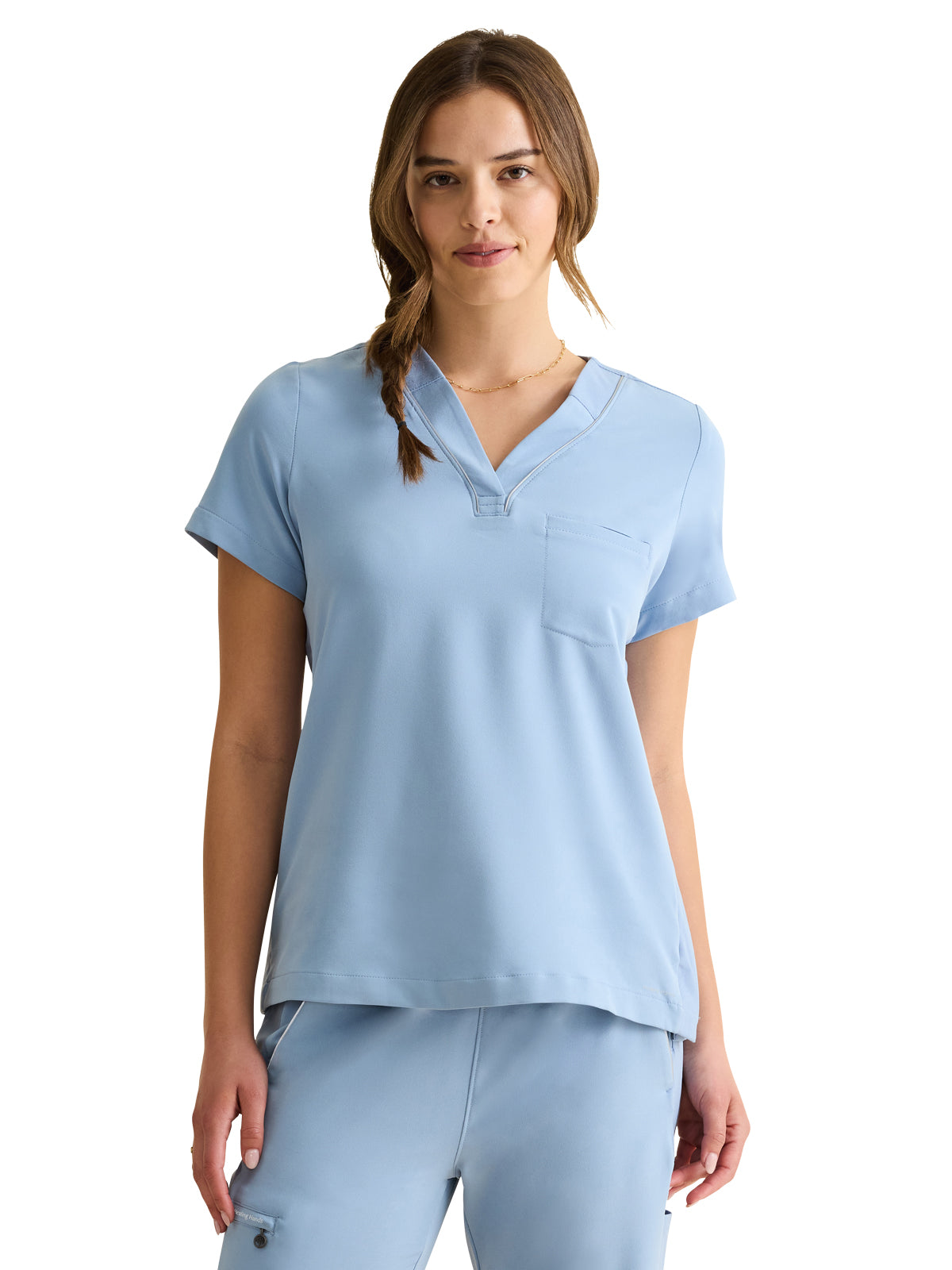 Women's 1-Pocket V-Neck Scrub Top - 700 - Icy Blue