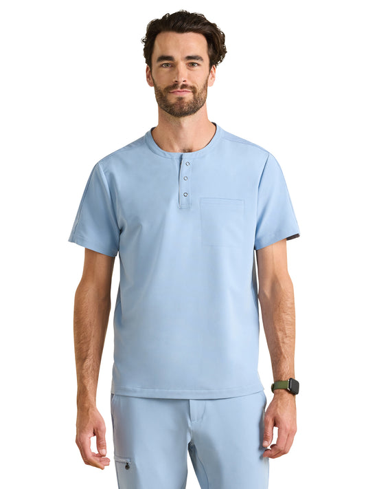 Men's 1-Pocket Mandarin Collar Scrub Top - 701 - Icy Blue