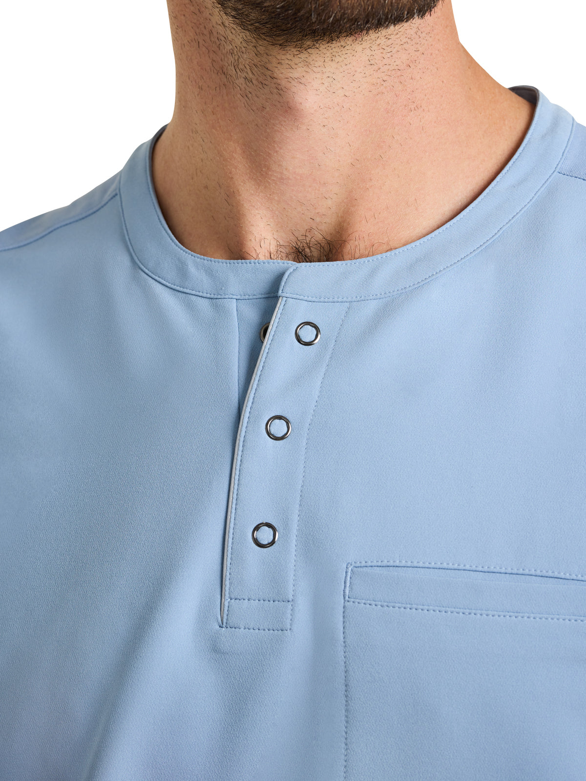 Men's 1-Pocket Mandarin Collar Scrub Top - 701 - Icy Blue