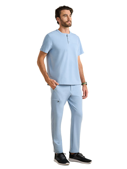 Men's 1-Pocket Mandarin Collar Scrub Top - 701 - Icy Blue