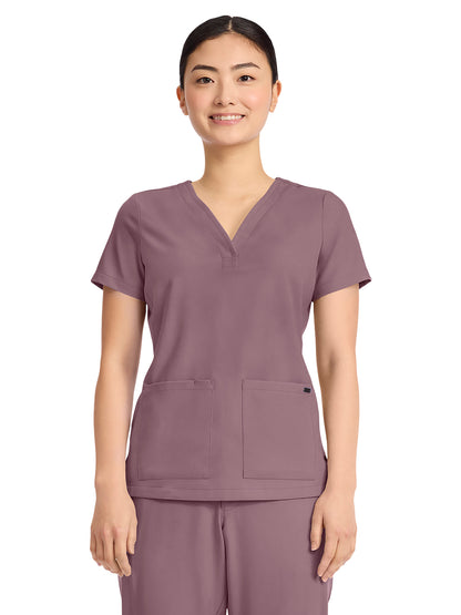 Women's 3-Pocket Y-Neck Top - 751 - Elderberry