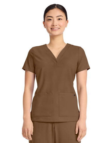 Women's 3-Pocket Y-Neck Top - 751 - French Brown